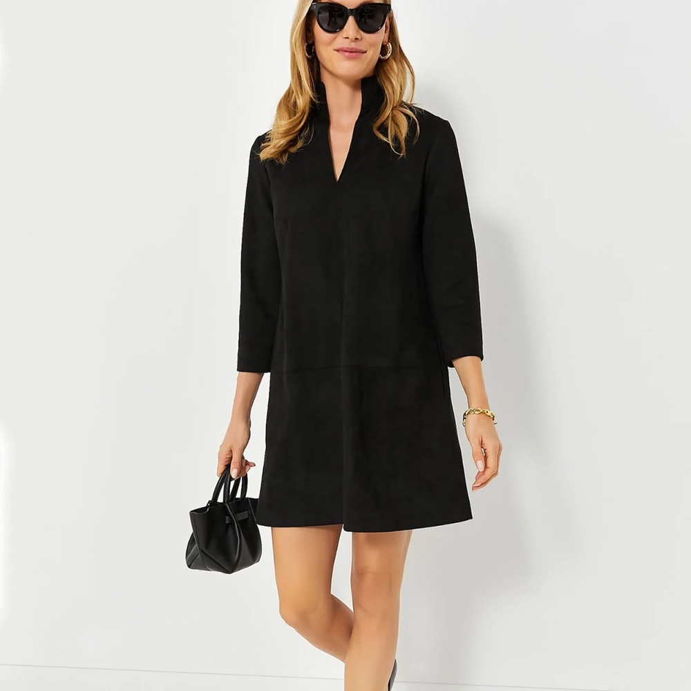 Tuckernuck Black Suede Stretch Clifton Dress Size Medium